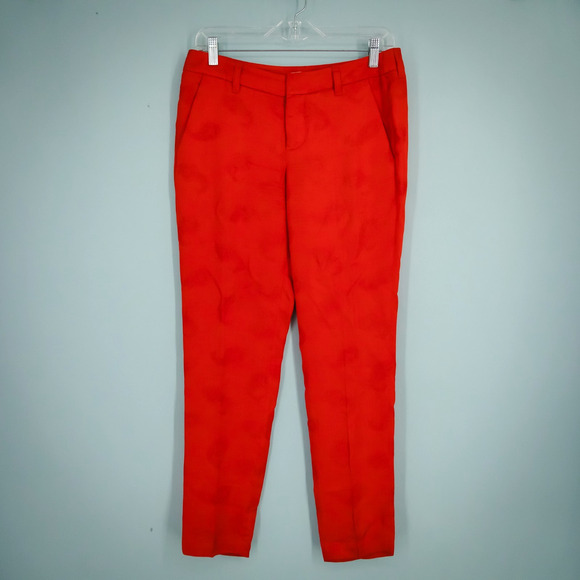 Zadig & Voltaire Pants - Zadig & Voltaire 36 Size Small S Red Prune Jac Paisley Print Tapered Ankle Pants